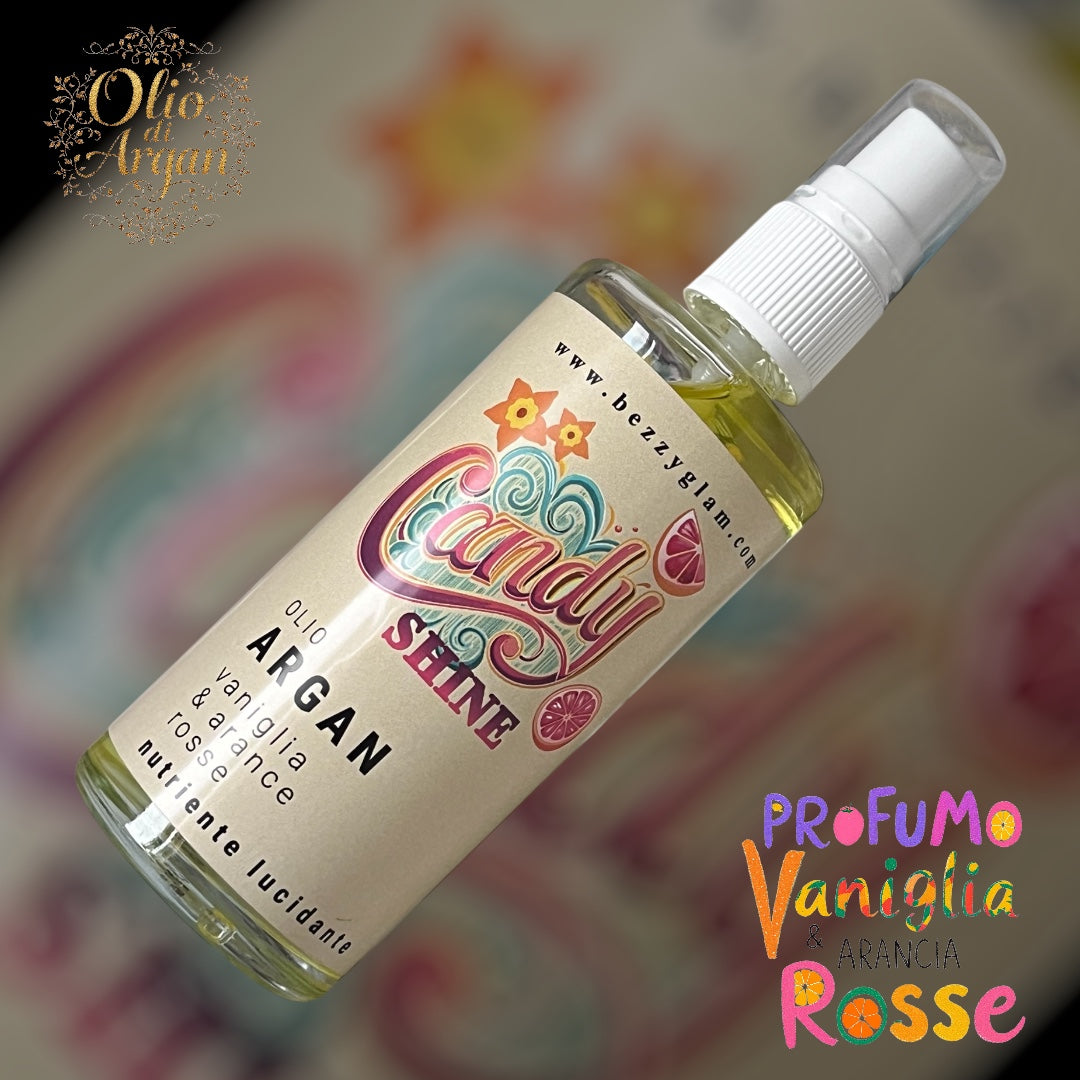 Candy Shine Olio Capillare Lussuoso | Olio di Argan & Semi di Lino | Morbidezza e Luminosità Vaniglia