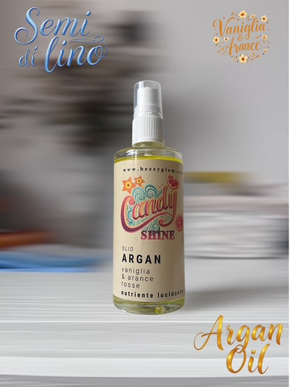 Candy Shine Olio Capillare Lussuoso | Olio di Argan & Semi di Lino | Morbidezza e Luminosità Vaniglia
